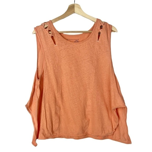 Free People We the Free Summers End Orange Linen Swing Tank Top S - Picture 2 of 6
